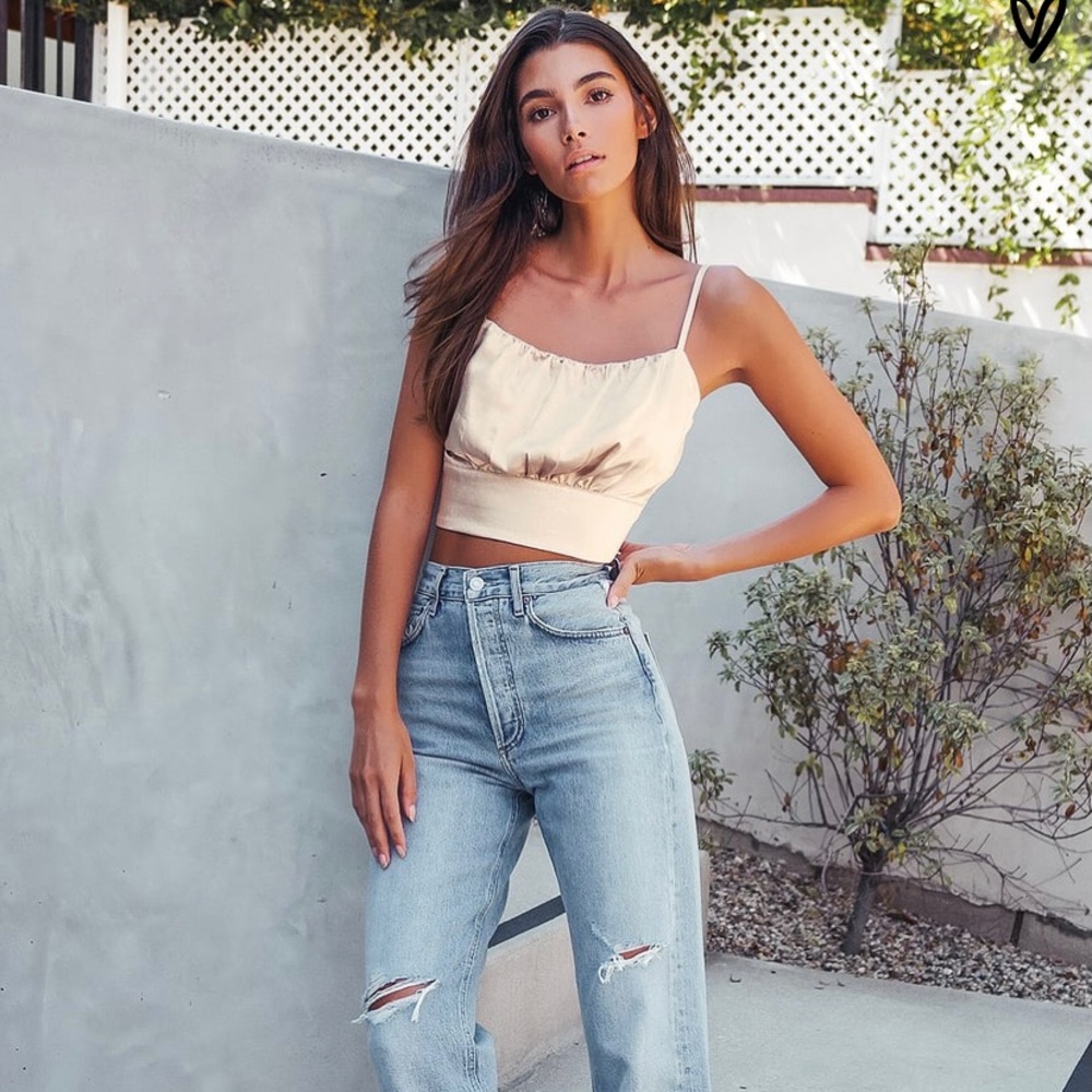 Luxe’d Out Champagne Satin Cropped Tank Top